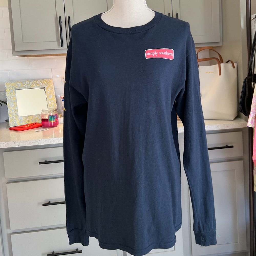 Simply Southern Collection Navy Long Sleeve Ella Tee Size Medium